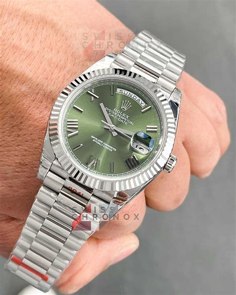 rolex day date 40 olive green dial